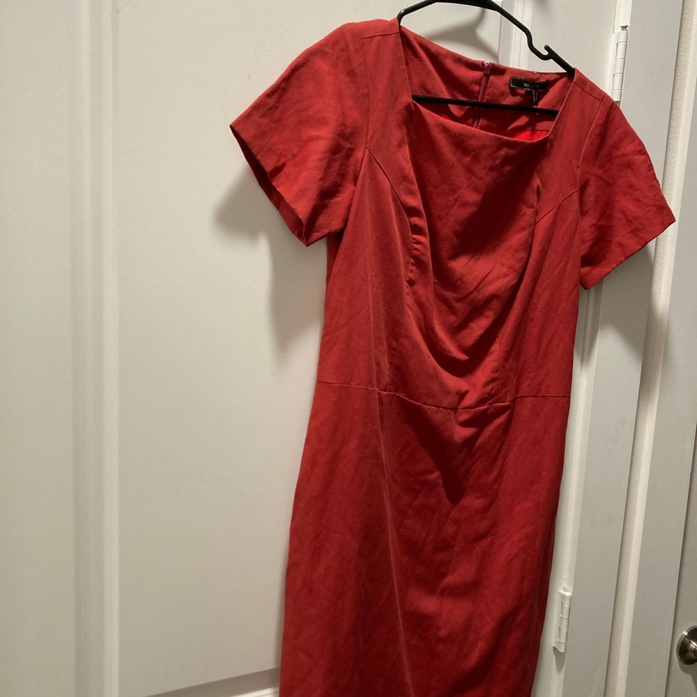 Yaly Couture 100% Linen Red Dress size M